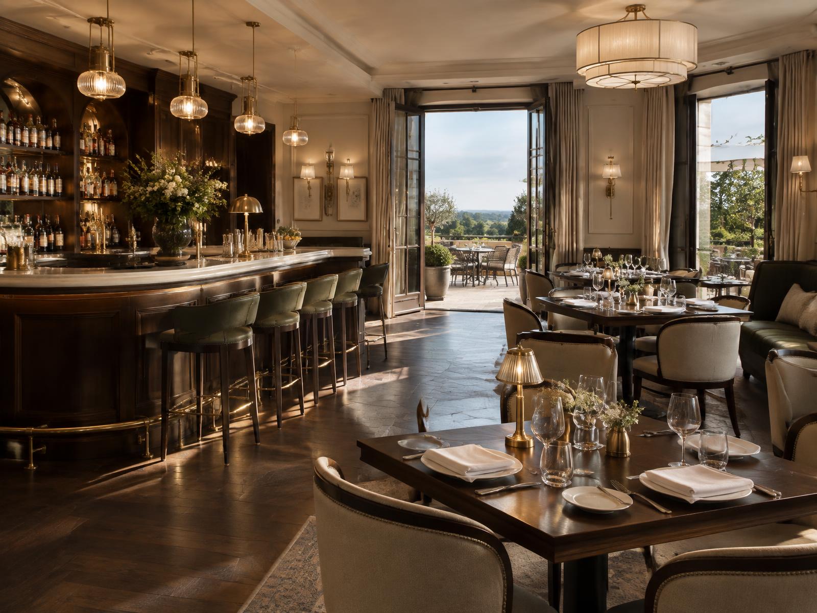 Elegant hotel bar and restaurant